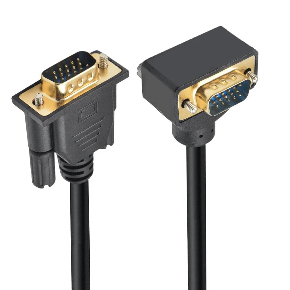 DB-007-DN-1.0M Down Angled VGA RGB Male to Straight Male Extension Cable 3COAX+6C for Monitor / Projector / Computer - 1
