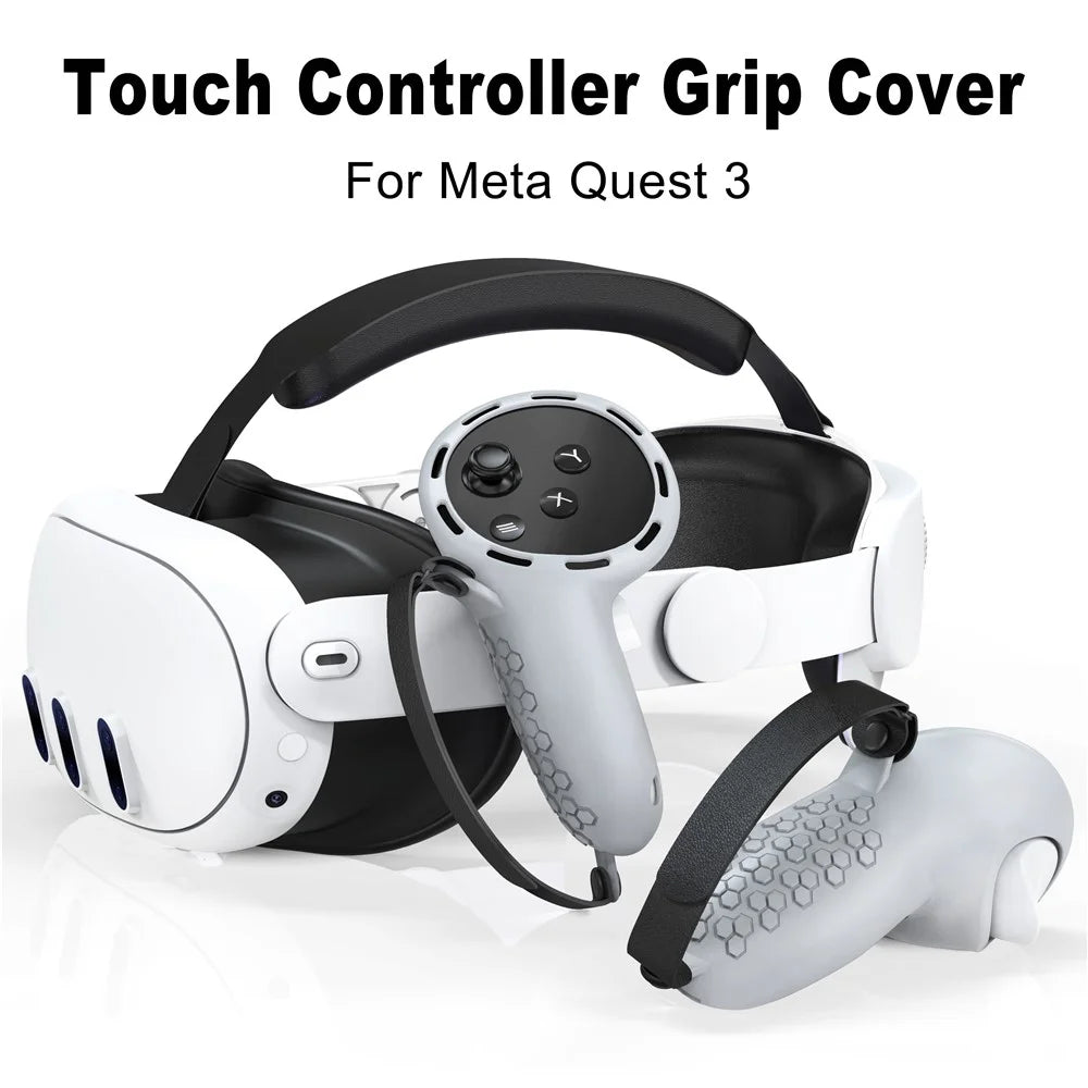 1 Pair Non-Slip Silicone Sleeve for Meta Quest 3 / 3S VR Handle Controller Case Cover - Light Grey - 3