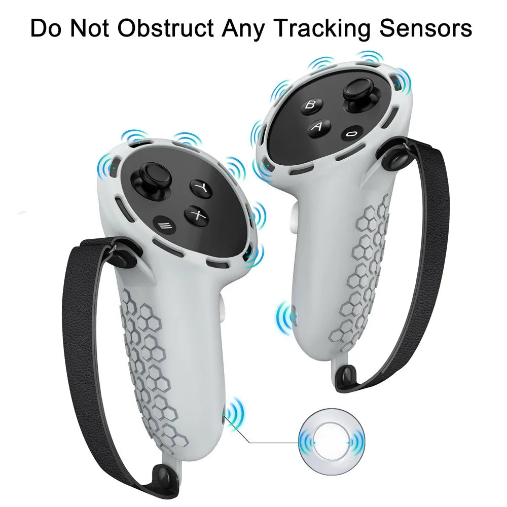 1 Pair Non-Slip Silicone Sleeve for Meta Quest 3 / 3S VR Handle Controller Case Cover - Light Grey - 4
