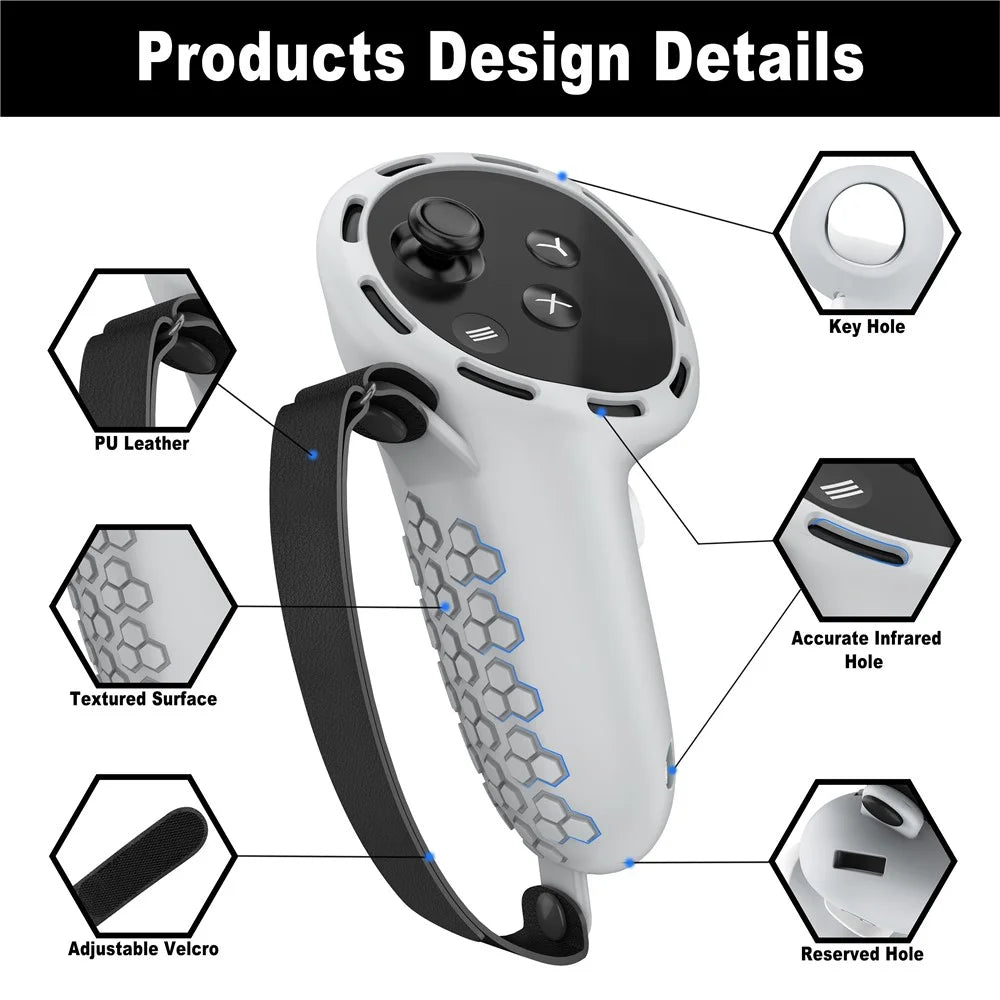 1 Pair Non-Slip Silicone Sleeve for Meta Quest 3 / 3S VR Handle Controller Case Cover - Light Grey - 5