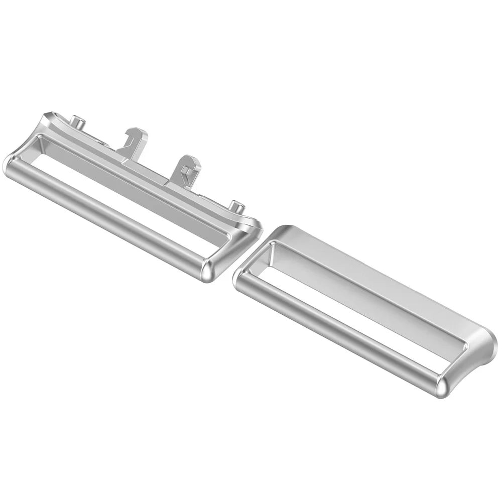 1 Pair Link Adapter for Samsung Galaxy Fit3 (SM-R390) 18mm Watch Strap Metal Medium Connector - Silver - 2