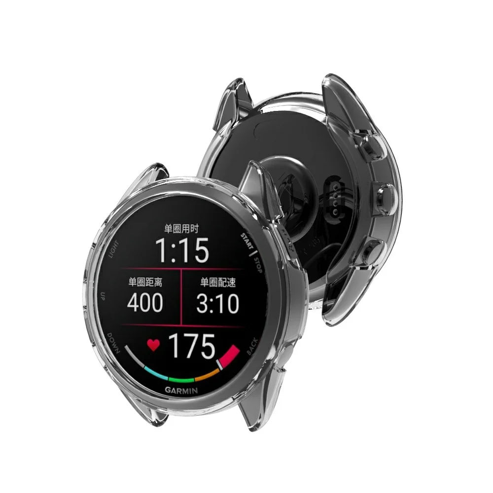 For Garmin Forerunner 165 Watch Case Half Cover Anti-drop TPU Watch Frame - Transparent - 2