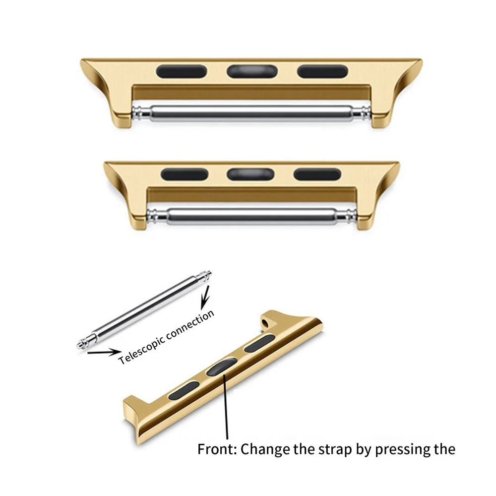 1 Pair 22mm Watch Band Connector for Apple Ultra 2 Ultra 49mm / 9 8 7 45mm / 6 5 4 SE (2023) SE (2022) SE 44mm / 3 2 1 42mm - Gold - 2