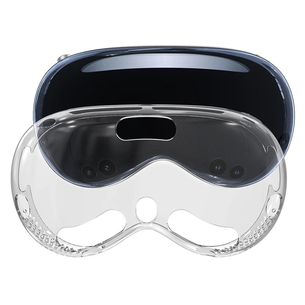 For Apple Vision Pro Case Skin-Friendly TPU Protective Cover Shell VR Accessories - Transparent Black - 1