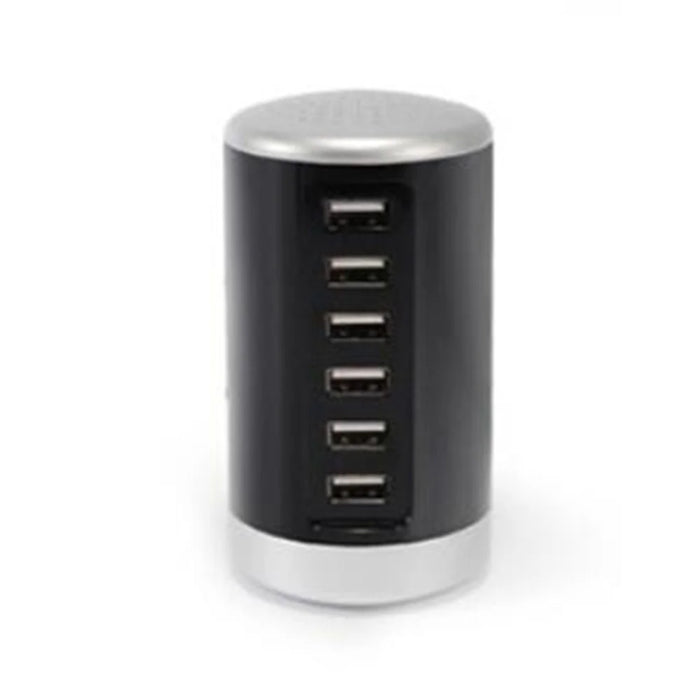 Cylinder Shape 6 Ports Desktop Charging Station USB Hub Wall Charger - Black - 2
