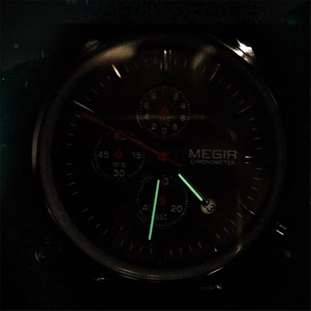 MEGIR Waterproof Men Sports Quartz Wrist Watch Steel Band - 6