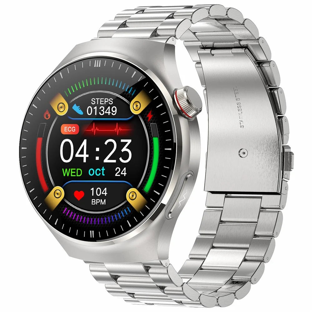 TK26 1.43-inch AMOLED Screen Heart Rate Sleep Monitor Bluetooth-Compatible Calling Smart Watch, Steel Strap - Silver - 1