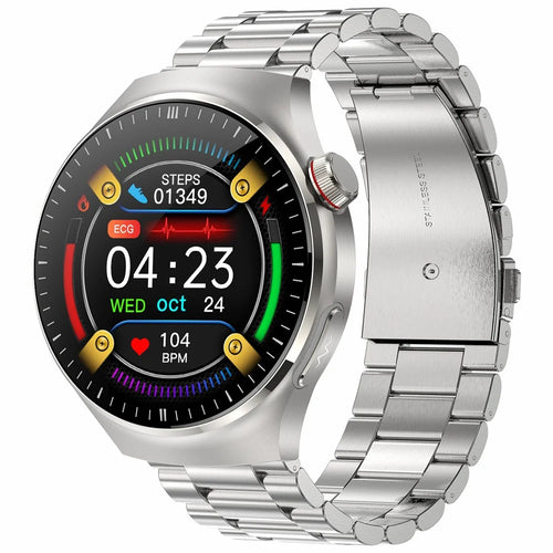 TK26 1.43-inch AMOLED Screen Heart Rate Sleep Monitor Bluetooth-Compatible Calling Smart Watch, Steel Strap - Silver - 1
