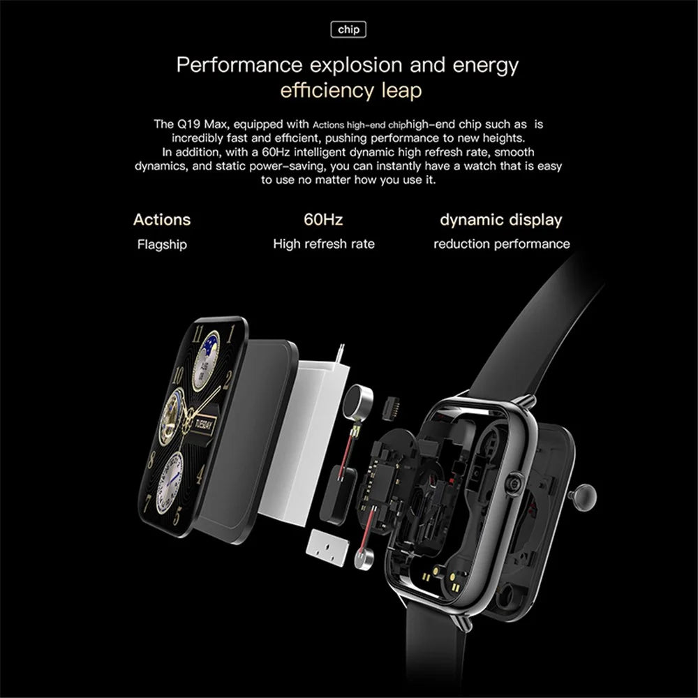 Q19 Pro Max Bluetooth-compatible Calling Smart Watch Heart Rate Sleep Monitoring Fitness Tracker Smart Bracelet - Black - 4
