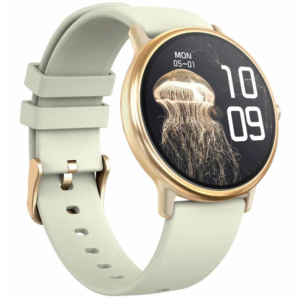 Y86 Sports Smart Watch 1.43-inch AMOLED Screen Heart Rate Blood Oxygen Monitor, Silicone Strap - Beige - 3