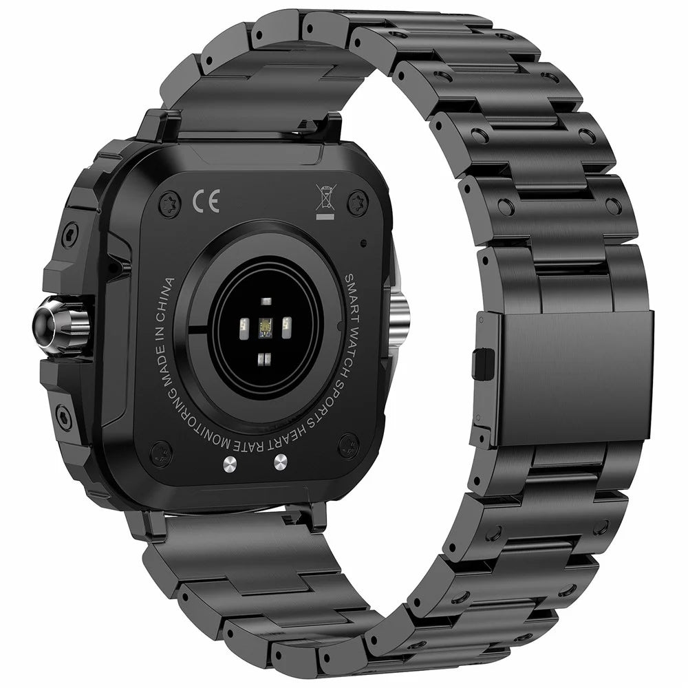 AK71 1.43-inch Touch Screen Waterproof Smart Watch Heart Rate Monitor Sports Watch, Steel Strap - Black - 3