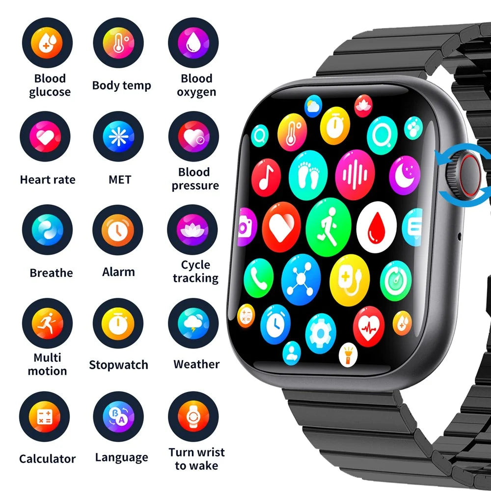 F70 Steel Band Smart Watch Blood Glucose Health Monitoring Breathing Training Sports Watch - 2