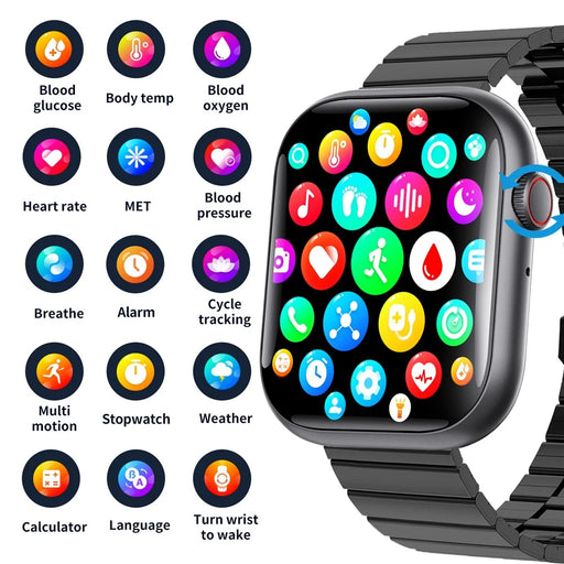 F70 Steel Band Smart Watch Blood Glucose Health Monitoring Breathing Training Sports Watch - 2