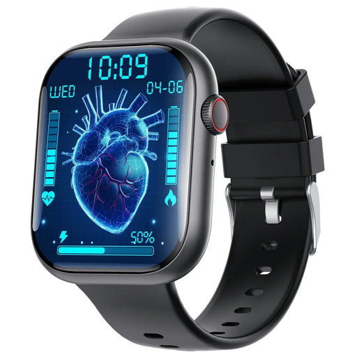 F70 Smart Watch Blood Glucose Health Monitoring Breathing Training Sports Watch, Silicone Strap - Black - 1