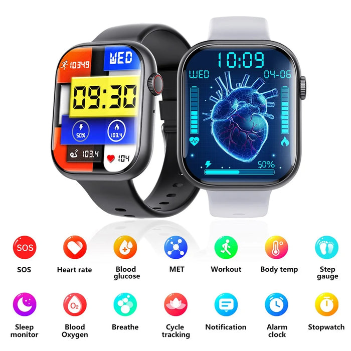 F70 Smart Watch Blood Glucose Health Monitoring Breathing Training Sports Watch, Silicone Strap - Black - 2