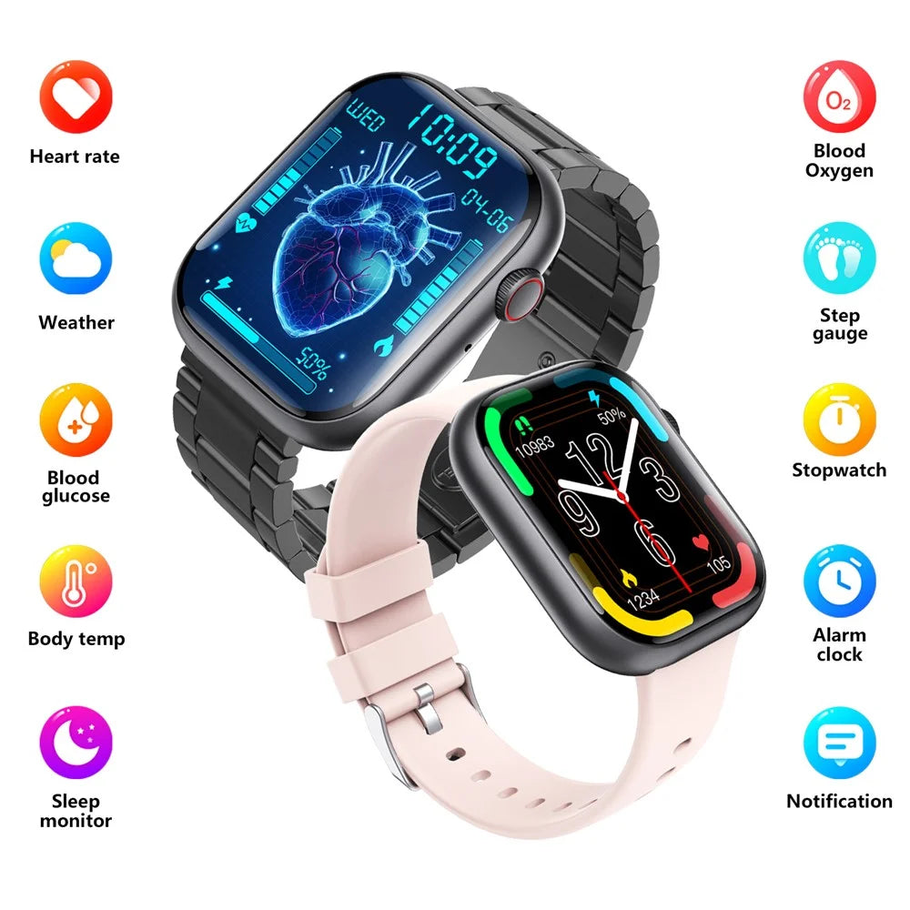 F70 Smart Watch Blood Glucose Health Monitoring Breathing Training Sports Watch, Silicone Strap - Black - 3