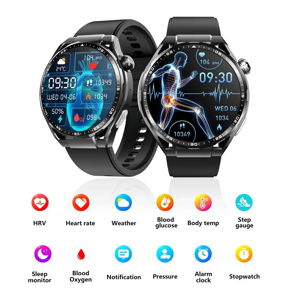 F200 Silicone Strap Smart Sport Watch SOS Non-Invasive Blood Glucose ECG Monitor Smart Bracelet - Black - 2