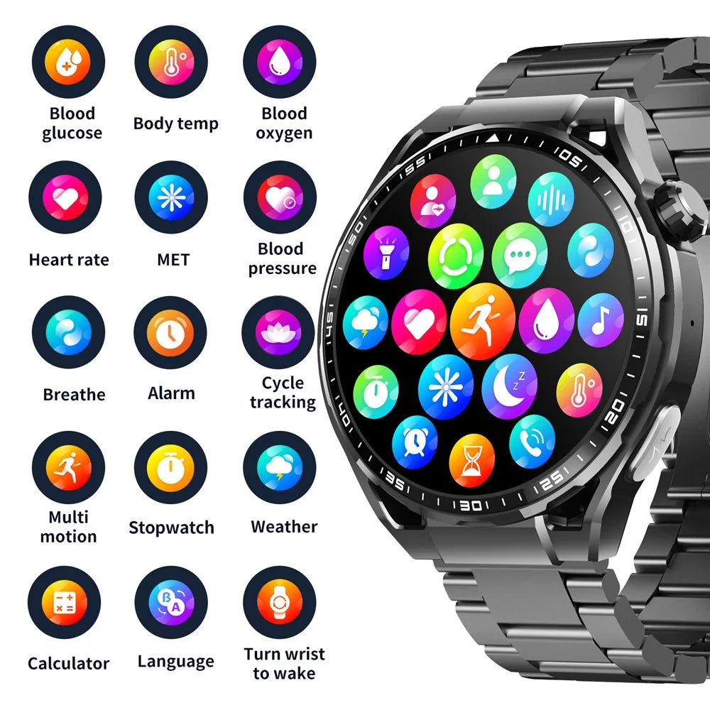 F200 Steel Strap Smart Watch SOS Non-Invasive Blood Glucose ECG Sleep Monitoring Sport Watch - 2