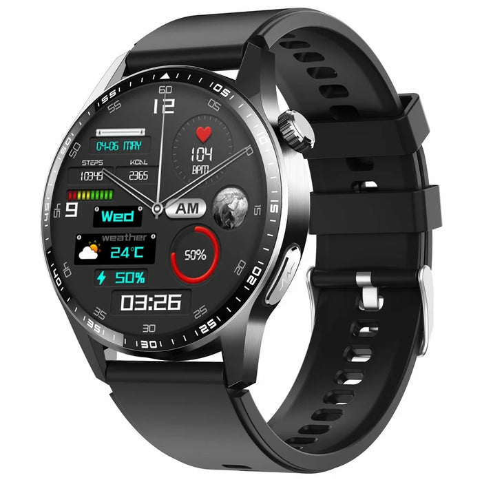 F400 Non-Invasive Blood Sugar Smart Watch ECG Blood Pressure Monitor Bluetooth-compatible Call Sports Watch, Silicone Strap - Black - 1