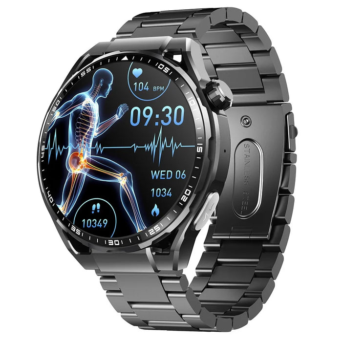 F200 3-Bead Steel Strap Smart Watch Bluetooth-compatible Call SOS Blood Glucose ECG Sleep Monitoring Sport Watch - 1