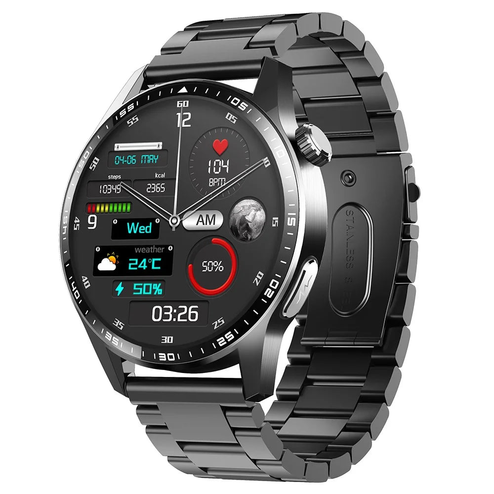 F400 Bluetooth-compatible Call Sports Watch ECG Blood Pressure Monitor Non-Invasive Blood Sugar Smart Watch, 3-Bead Steel Strap - 1