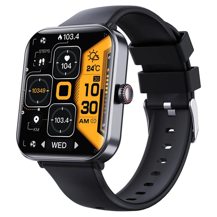 F57pro Smart Watch with Heart Rate, Blood Pressure Monitoring, Bluetooth-compatible Call, Sports Bracelet, Silicone Strap - Black - 1