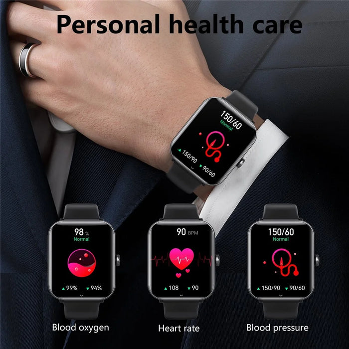 F57pro Smart Watch with Heart Rate, Blood Pressure Monitoring, Bluetooth-compatible Call, Sports Bracelet, Silicone Strap - Black - 6