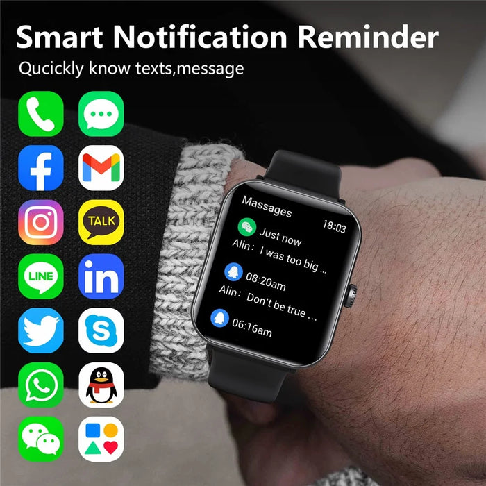F57pro Smart Watch with Heart Rate, Blood Pressure Monitoring, Bluetooth-compatible Call, Sports Bracelet, Silicone Strap - Black - 7