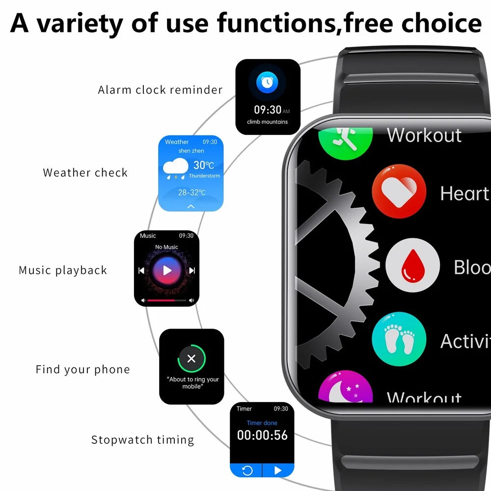 F21pro Sports Monitor Smart Watch Waterproof Health Tracker Intelligent Watch with Silicone Band - Black - 5