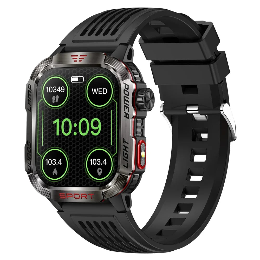 HT29 Banknote Detection Flashlight Compass Altitude Test Smart Watch Health Monitoring Waterproof Sports Watch - Black - 1