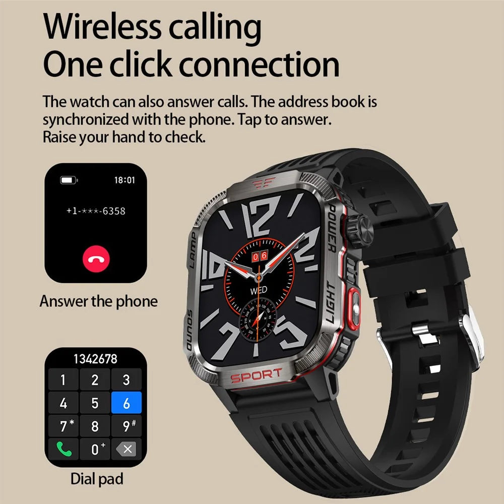 HT29 Banknote Detection Flashlight Compass Altitude Test Smart Watch Health Monitoring Waterproof Sports Watch - Black - 2