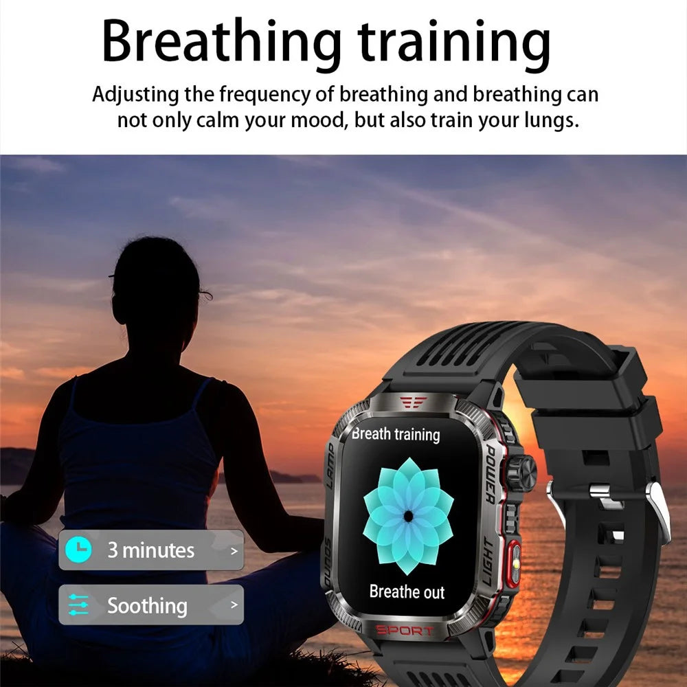 HT29 Banknote Detection Flashlight Compass Altitude Test Smart Watch Health Monitoring Waterproof Sports Watch - Black - 5