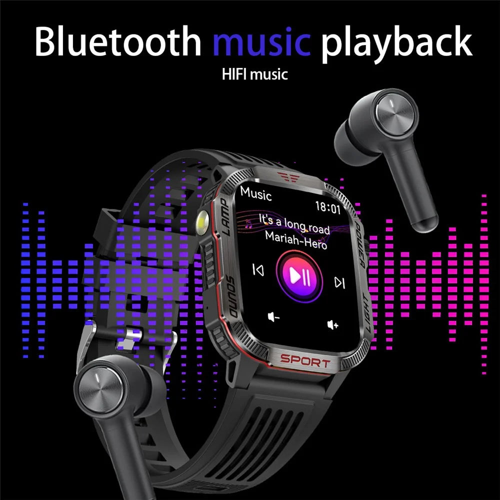 HT29 Banknote Detection Flashlight Compass Altitude Test Smart Watch Health Monitoring Waterproof Sports Watch - Black - 7