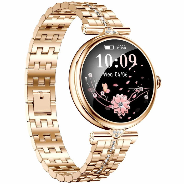 AK73 Women's Smart Watch Sports Monitor Waterproof Bracelet with Steel Strap - Gold - 2