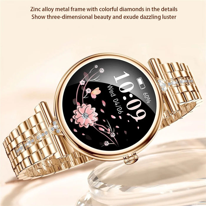 AK73 Women's Smart Watch Sports Monitor Waterproof Bracelet with Steel Strap - Gold - 4