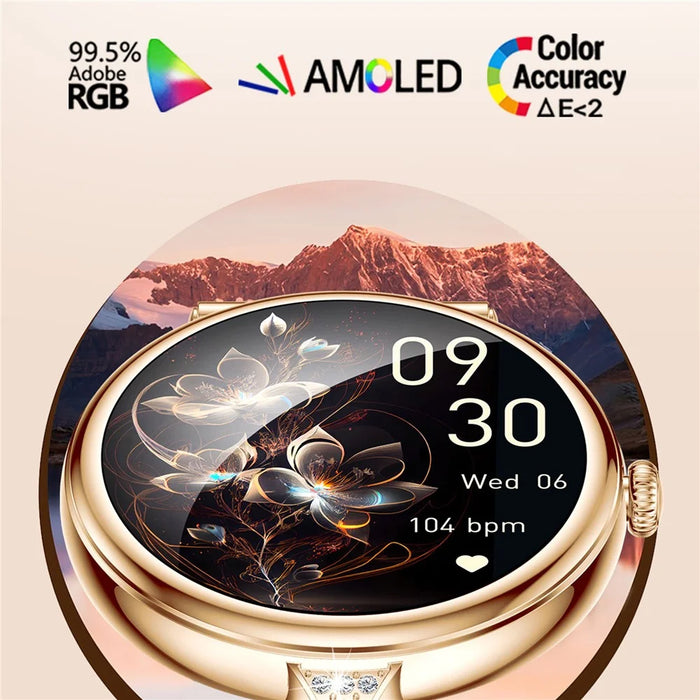 AK73 Women's Smart Watch Sports Monitor Waterproof Bracelet with Steel Strap - Gold - 5