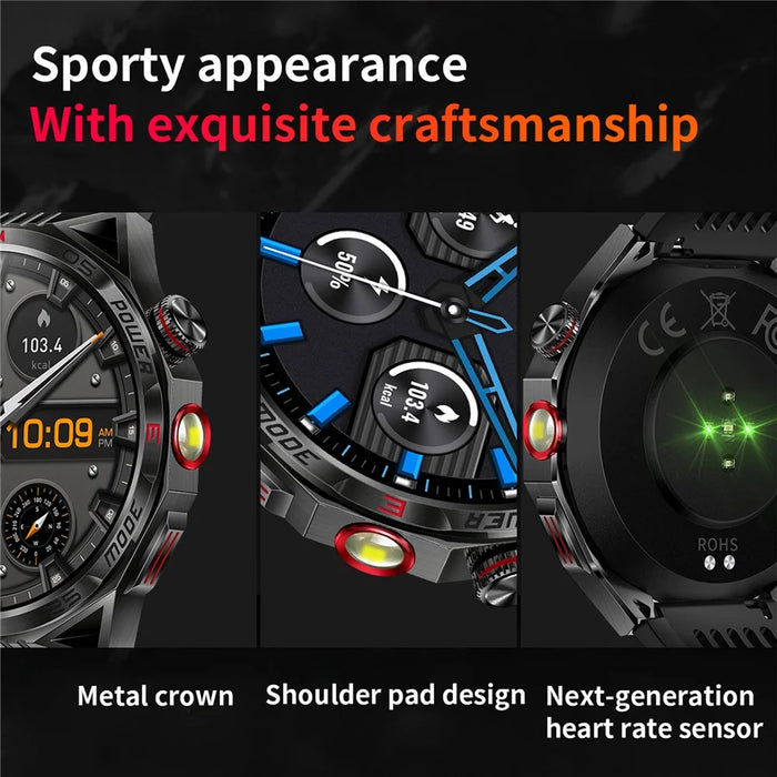 HT28 1.85 inch Screen Smart Watch Bluetooth-compatible Call Bracelet with Compass, Flashlight Function - Black - 4