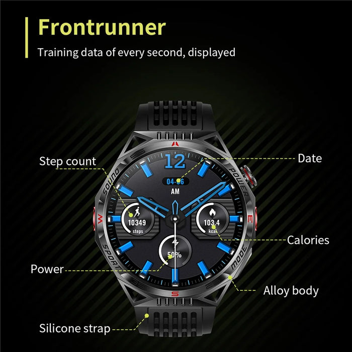 HT28 1.85 inch Screen Smart Watch Bluetooth-compatible Call Bracelet with Compass, Flashlight Function - Black - 7
