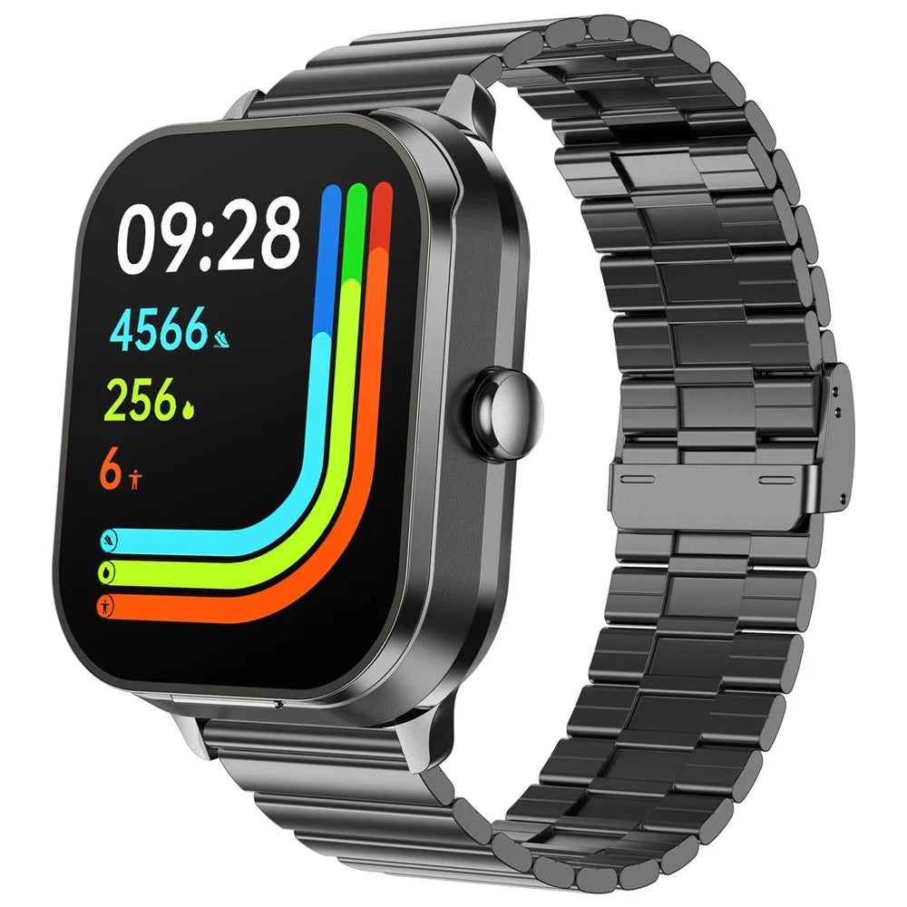 D8 Pro 2-in-1 Bluetooth-compatible TWS Earphone Health Monitoring Bluetooth-compatible Calling Smart Watch, Steel Strap - Black - 2