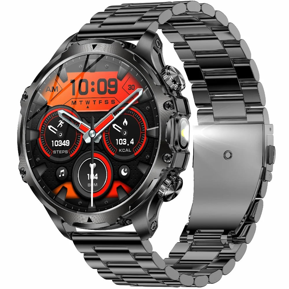 AK75 Steel Strap Smart Watch Bluetooth-compatible Call Waterproof Health Monitoring Sports Watch - Black - 1