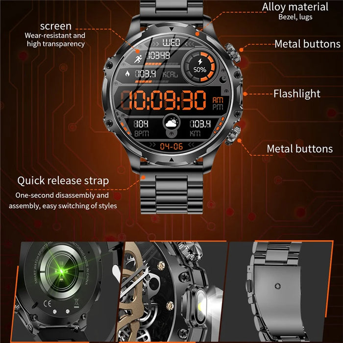 AK75 Steel Strap Smart Watch Bluetooth-compatible Call Waterproof Health Monitoring Sports Watch - Black - 4