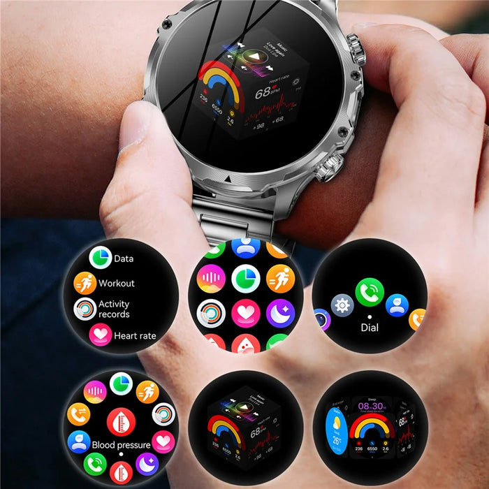 AK75 Steel Strap Smart Watch Bluetooth-compatible Call Waterproof Health Monitoring Sports Watch - Black - 6