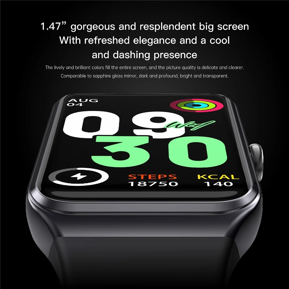 C82 1.47-inch Smart Watch Heart Rate Blood Pressure Body Temperature Health Monitoring Sports Bracelet - Black - 6