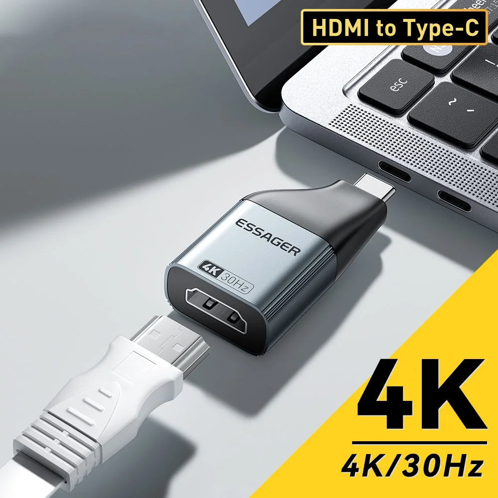 ESSAGER HD to Type-C 4K 30Hz Video Adapter Aluminum Alloy Converter - 2