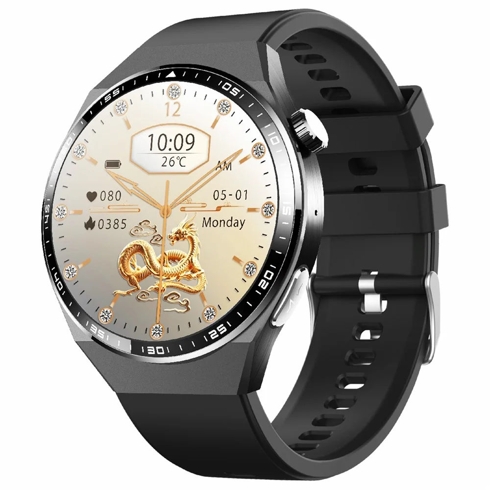 F800 Bluetooth-compatible Call Smart Watch Blood Oxygen ECG Monitor SOS Sports Bracelet, Silicone Strap - Black - 1