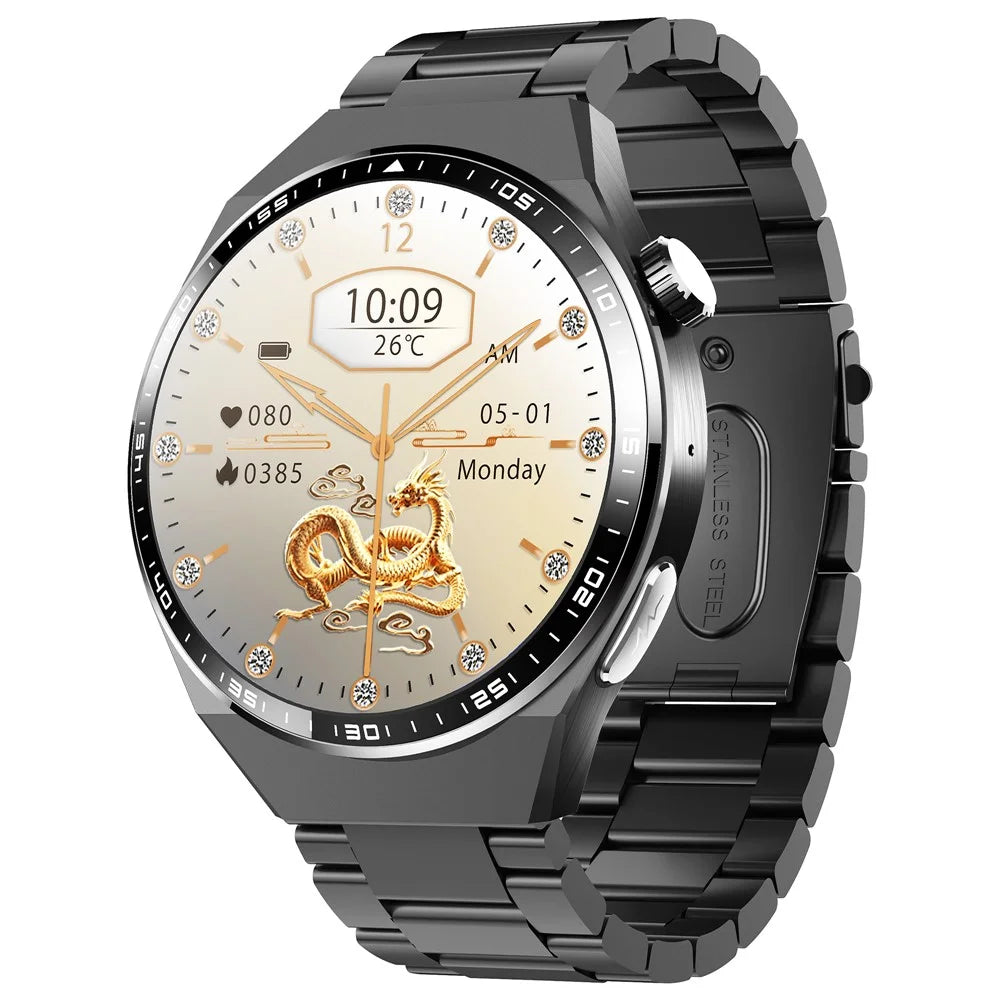 F800 Bluetooth-compatible Call Smart Watch Blood Oxygen ECG Monitor SOS Sports Bracelet, Three-Bead Steel Strap - 1