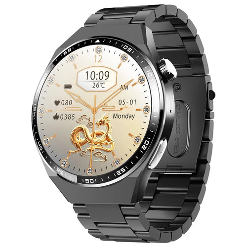 F800 Bluetooth-compatible Call Smart Watch Blood Oxygen ECG Monitor SOS Sports Bracelet, Three-Bead Steel Strap - 1