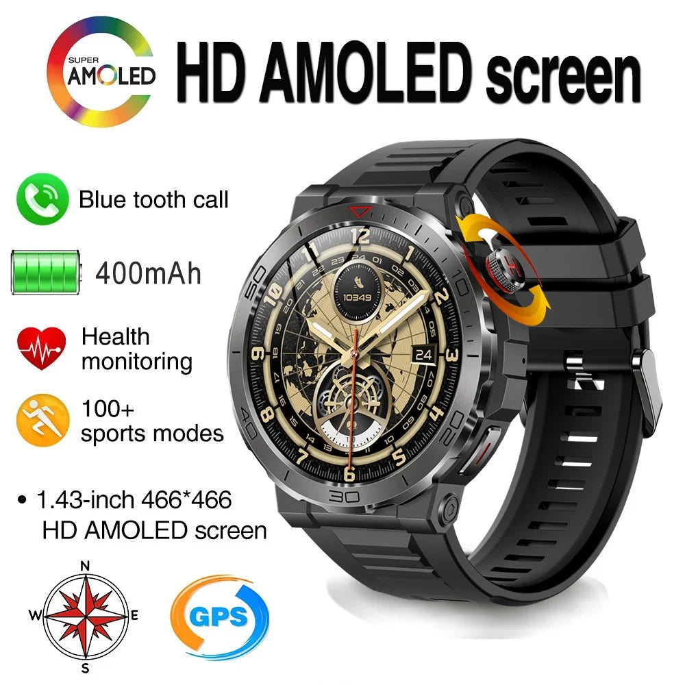 MK68 1.43-inch AMOLED Screen Bluetooth-compatible Call Smart Watch Health Monitoring Outdoor Sports Watch - Black - 6