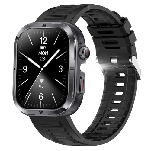 MK86 2.01-inch Square Screen Bluetooth-compatible Call Smart Watch Health Monitoring Waterproof Sports Watch with LED Light - Black - 1