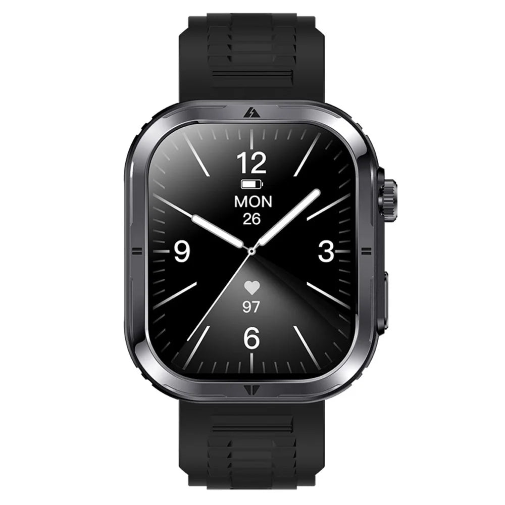 MK86 2.01-inch Square Screen Bluetooth-compatible Call Smart Watch Health Monitoring Waterproof Sports Watch with LED Light - Black - 3
